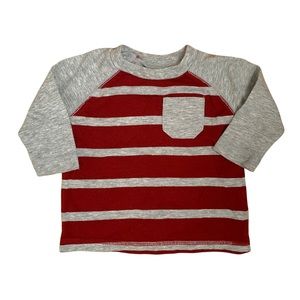 🌟3/$15🌟Okie Dokie Maroon and Grey Long Sleeved Pocket T-Shirt Baby 3M